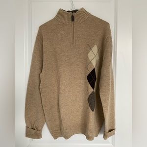 Wool/Cashmere Mockneck Zip Sweater.